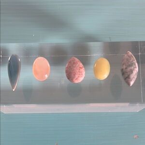 Set of Five Variety of Agate Serpentine Agatized Coral Mixed Shaped Gemstones